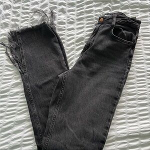 Zara Black Distressed Hem Jeans